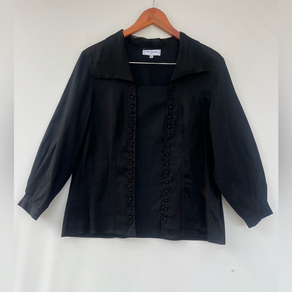 Anne Fontaine‎ Black Button-Front Blouse Size 6